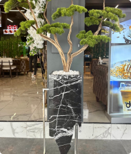 Burjuva Premium Mermer Saksılı Yapay Ağaç – Bonsai Dekoratif Bitki 180 cm - Görsel 4